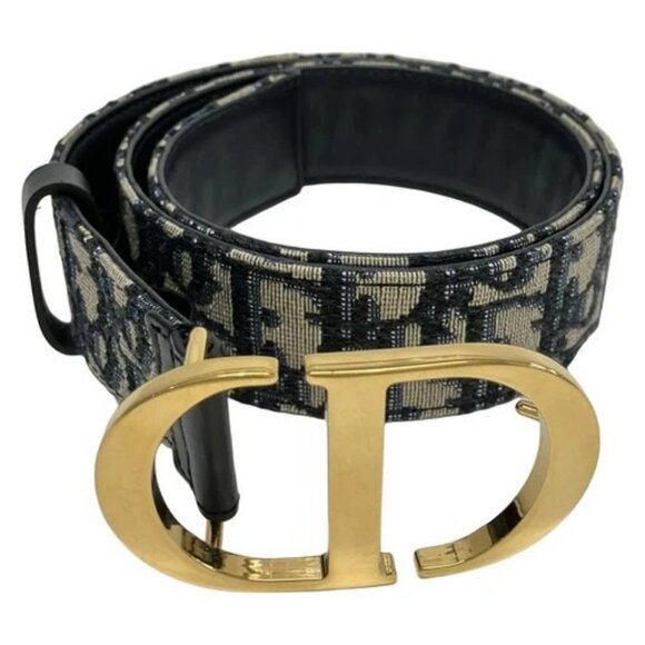 DIOR/ChristianDior Oblique Beige Dark Navy Jacquard Belt